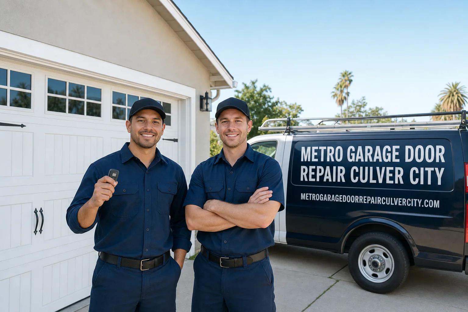 Metro Garage Door Repair Culver City service vehicle and crew in Culver City, CA